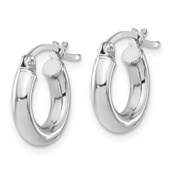 3mm, Sterling Silver, Classic Round Hoop Earrings - 14mm (1/2 Inch) - Picture 2 of 5